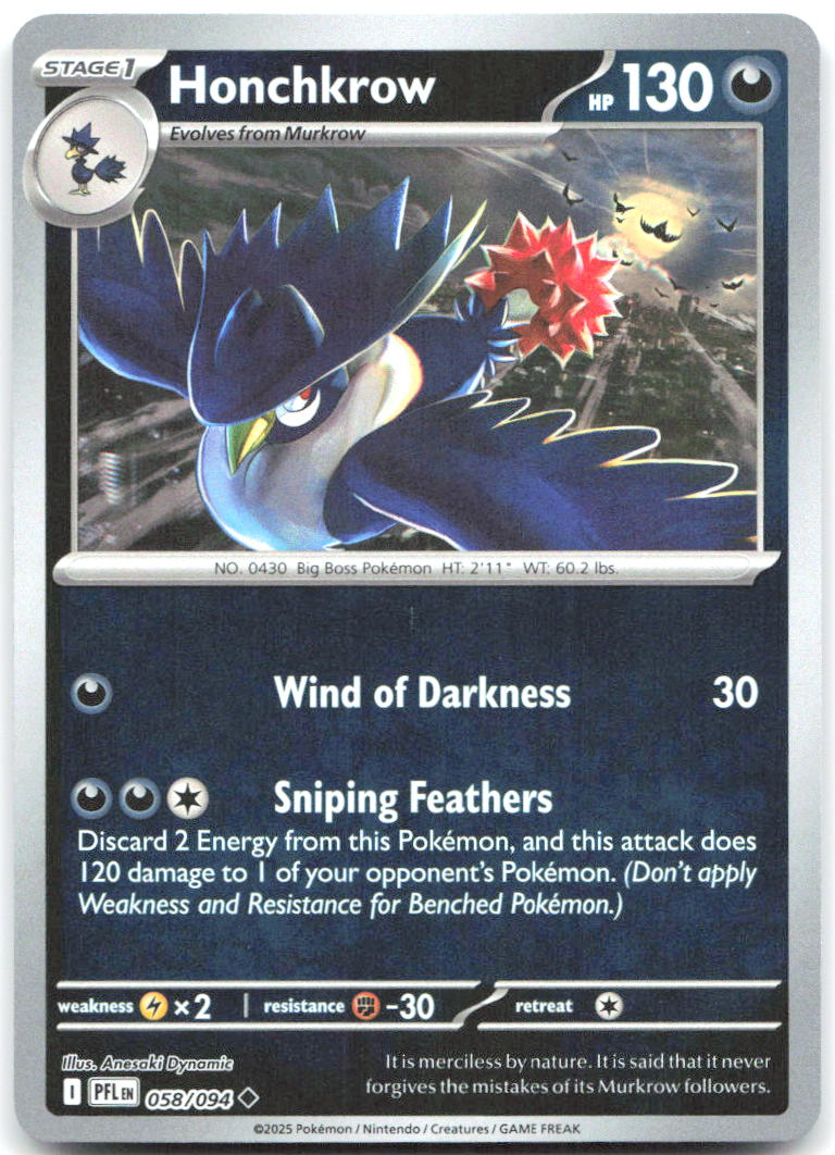 Honchkrow Reverse Holo ME02 Phantasmal Flames 058/094 NM Anesaki Dynamic