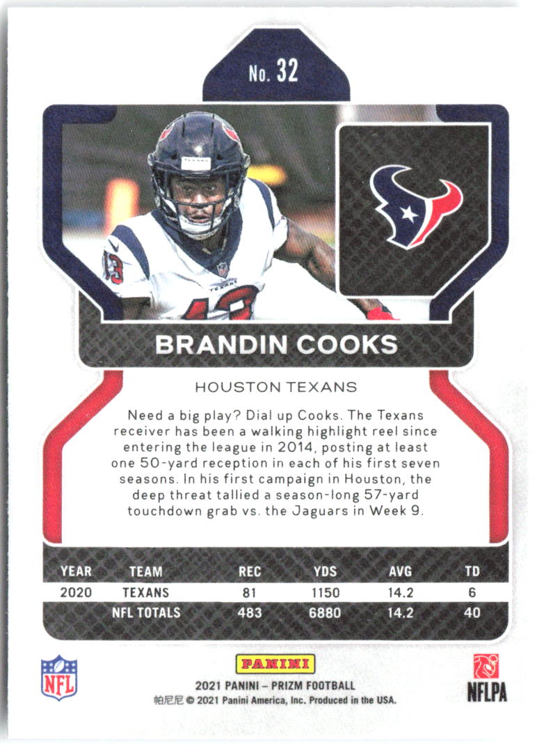 Brandin Cooks Panini Prizm 32 2021 Houston Texans