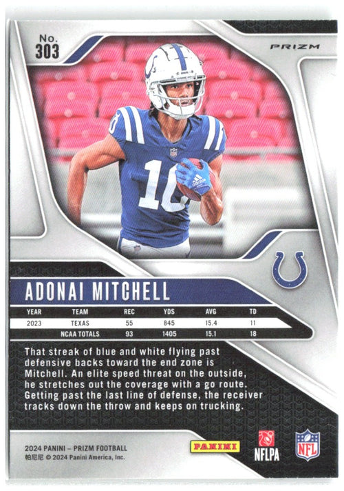 Adonai Mitchell Panini Prizm - Neon Green Pulsar 303 2024 Indianapolis Colts