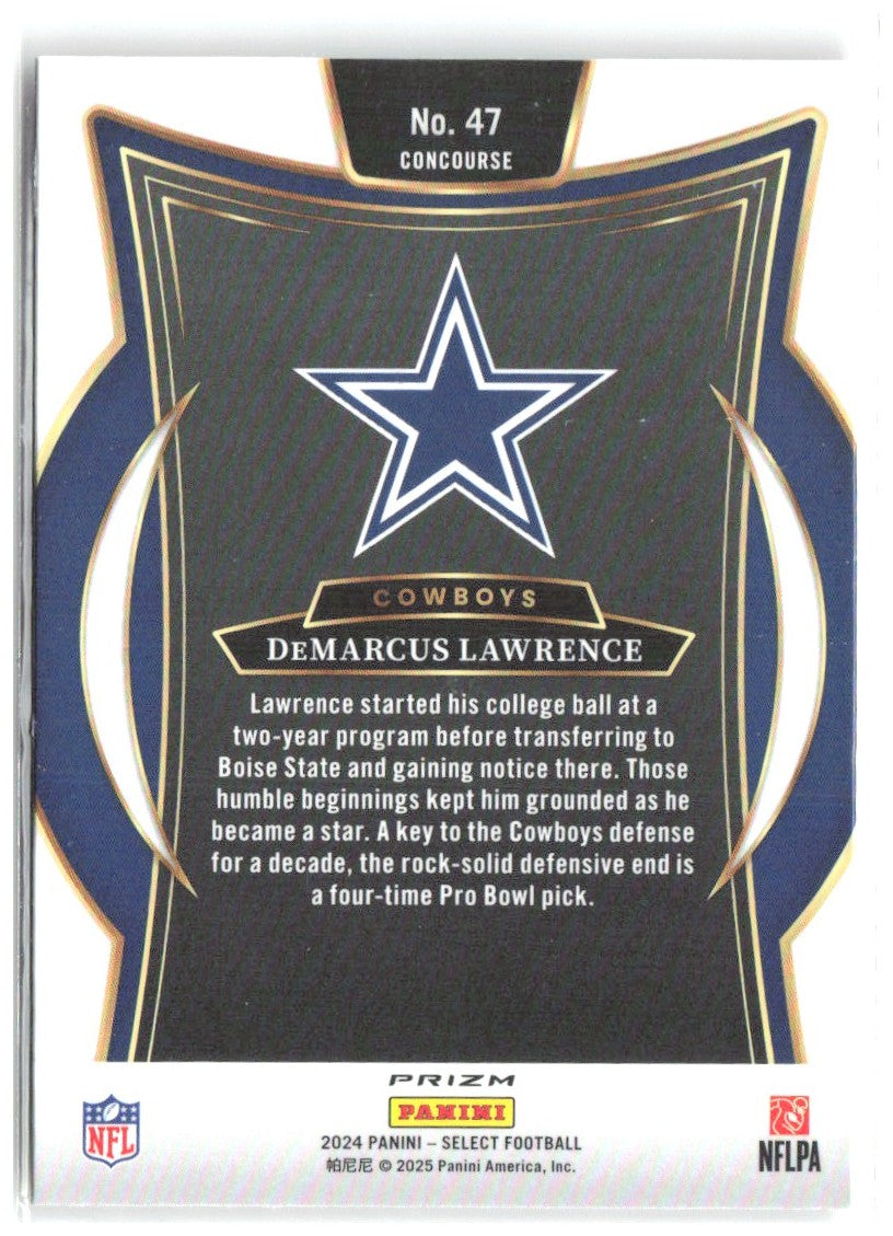 DeMarcus Lawrence Panini Select Red & Yellow Prizm Shock 47 2024 Dallas Cowboys