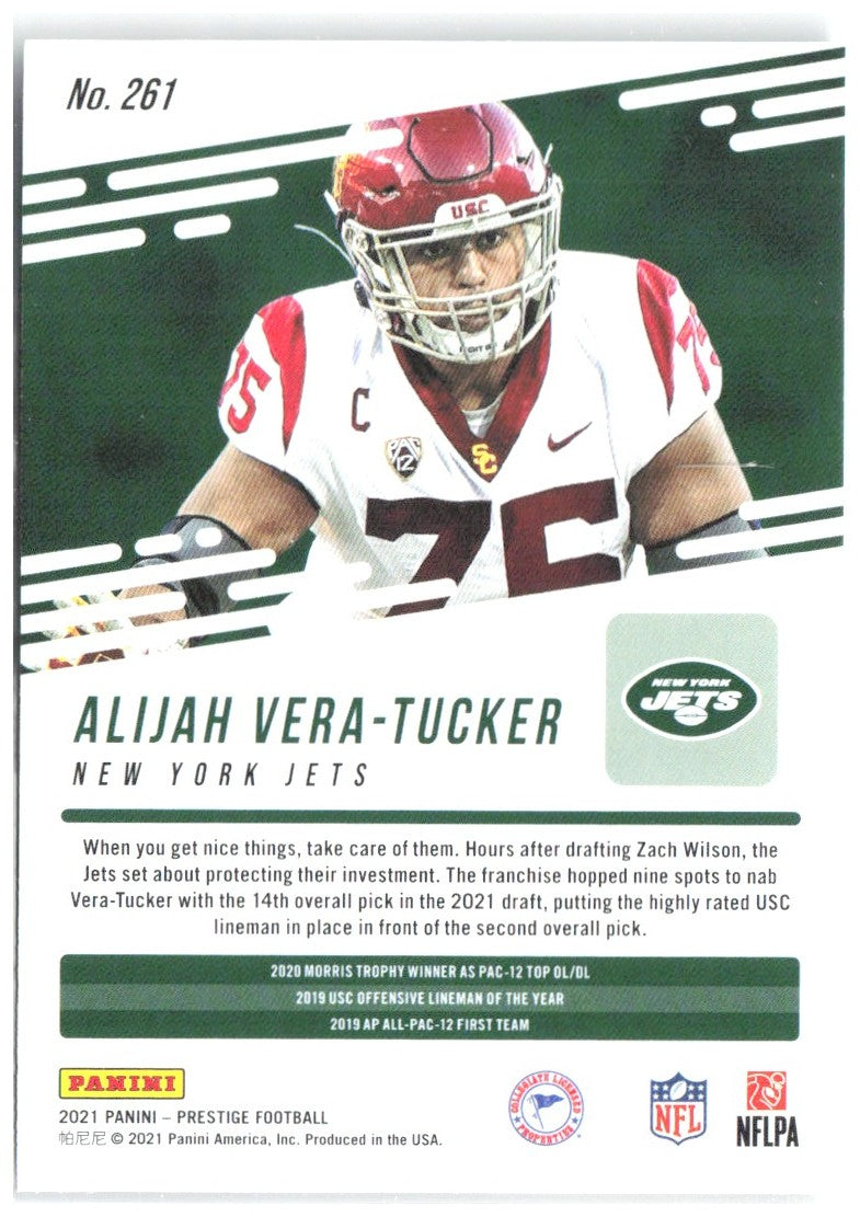 Alijah Vera-Tucker Panini Prestige 261 2021 New York Jets RC