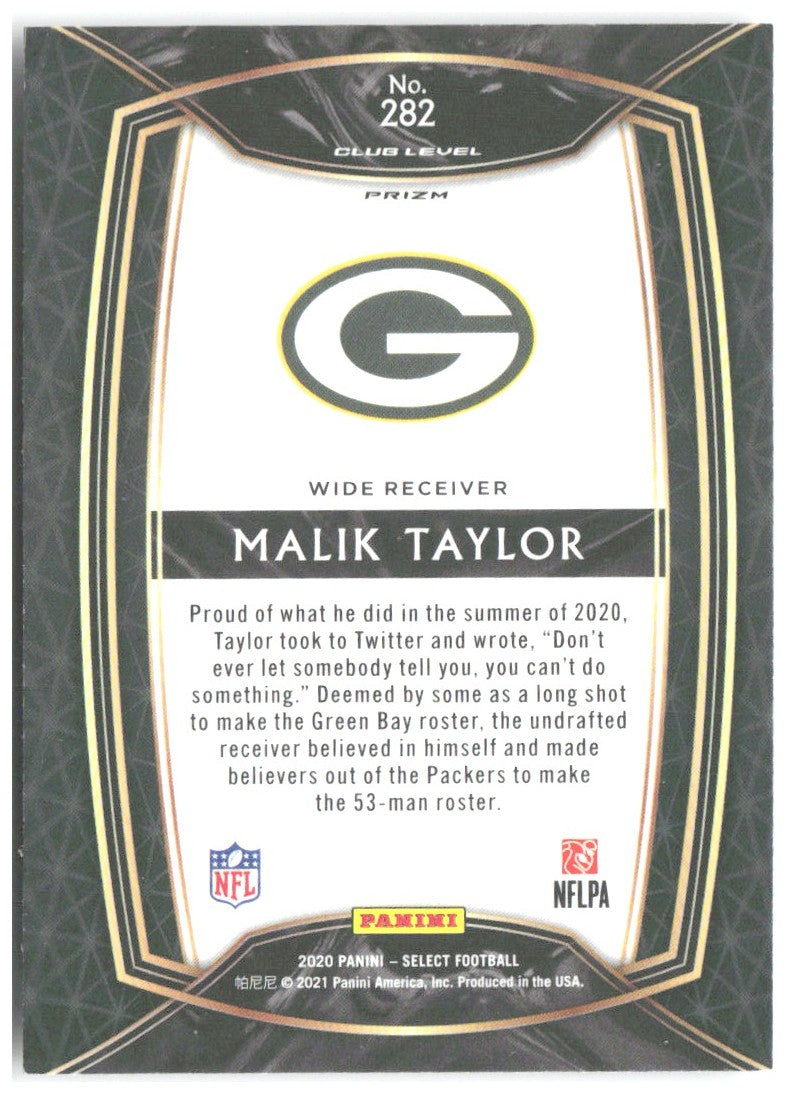 Malik Taylor Panini Select - Silver Prizm 282 2020 Green Bay Packers