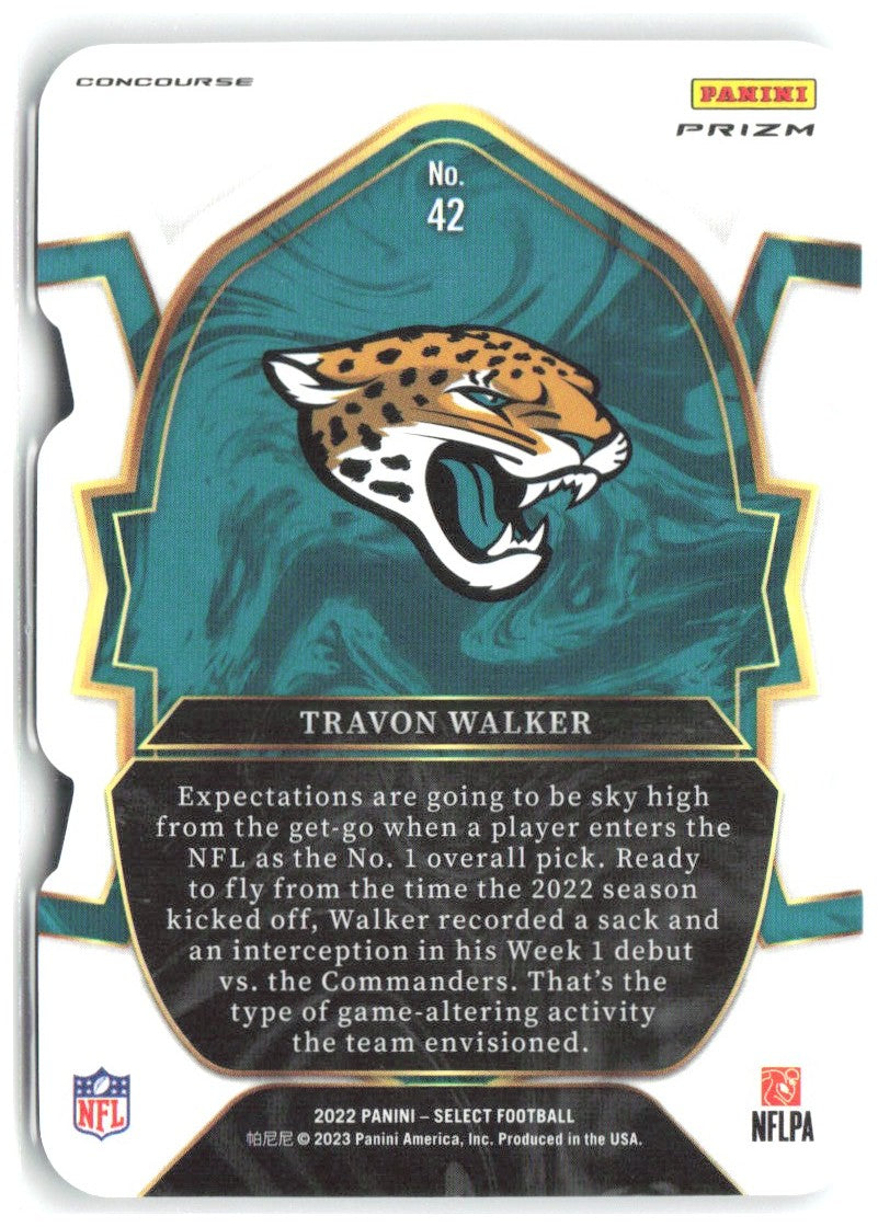 Travon Walker Select Black and Green Prizm Die Cut 42 2022 Jacksonville Jaguars