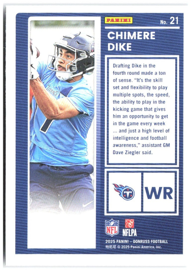 Chimere Dike Donruss - The Rookies 21 2025 Tennessee Titans