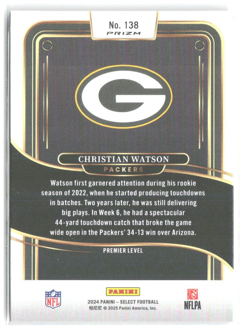Christian Watson  Select - Red & Yellow Prizm Shock 138 2024 Green Bay Packers