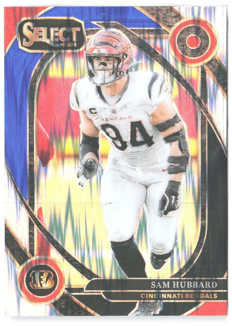 Sam Hubbard Panini Select - Black & Blue Prizm Shock 292 2024 Cincinnati Bengals