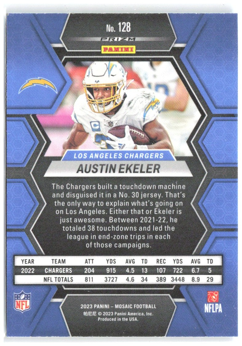 Austin Ekeler Panini Mosaic - Reactive Blue Mosaic 128 2023 Los Angeles Chargers