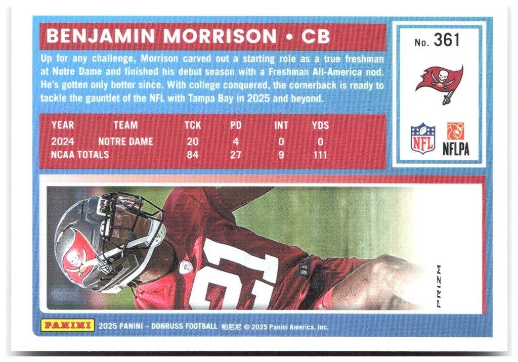 Benjamin Morrison Donruss - Optic Rated Rookies Red Wave 361 2025 Buccaneers