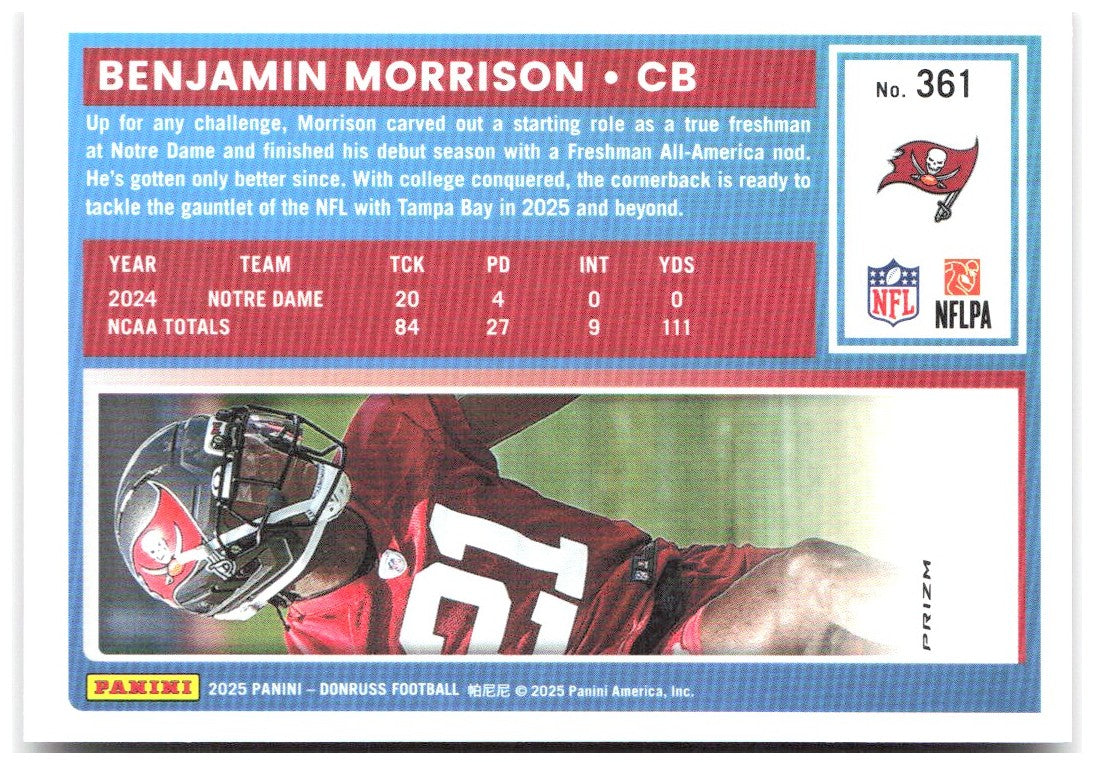 Benjamin Morrison Donruss - Optic Rated Rookies Red Wave 361 2025 Buccaneers