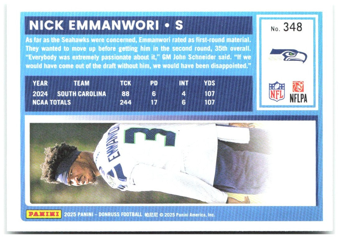 Nick Emmanwori Donruss - Press Proofs Green 348 2025 Seattle Seahawks