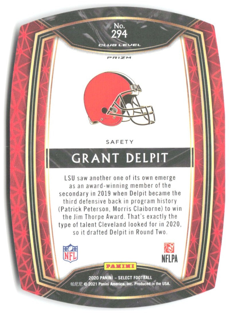 Grant Delpit Panini Select - Purple Prizm Die Cut 294 2020 Cleveland Browns