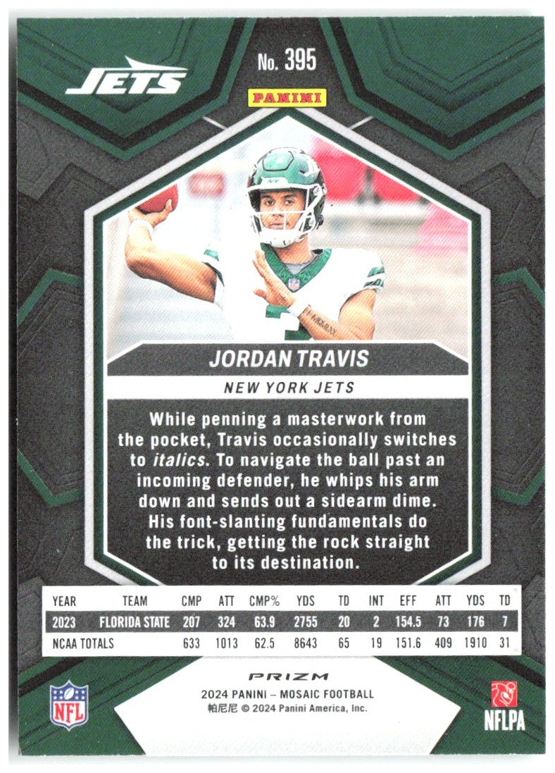 Jordan Travis Panini Mosaic - Mosaic Green 395 2024 New York Jets