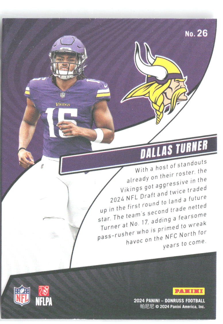 Dallas Turner Donruss - Rookie Revolution 26 2024 Minnesota Vikings