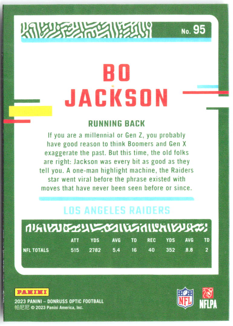 Bo Jackson Donruss Optic 95 2023 Los Angeles Raiders