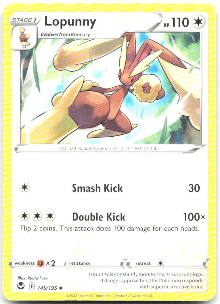 Lopunny Uncommon SWSH12: Silver Tempest 145/195 NM Ryuta Fuse