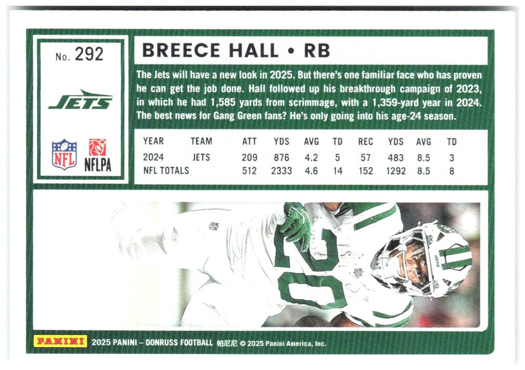 Breece Hall Donruss - Press Proofs Green 292 2025 New York Jets