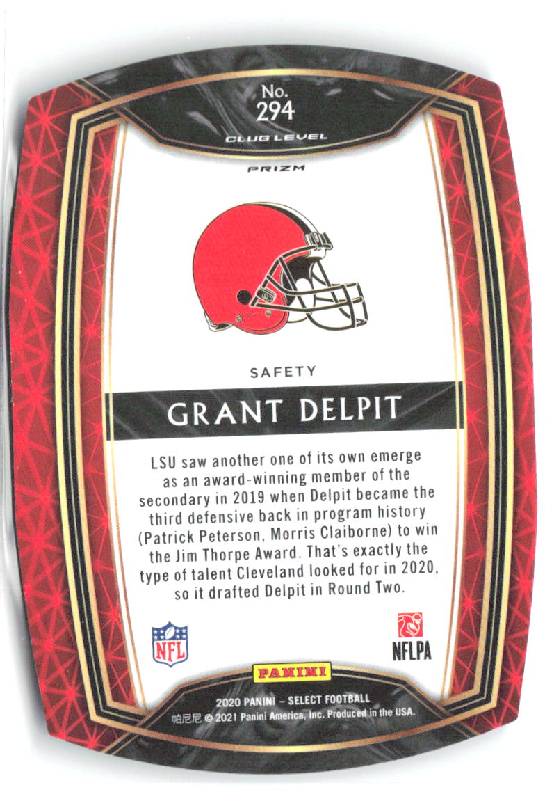 Grant Delpit Panini Select - Blue Prizm Die Cut 294 2020 Cleveland Browns