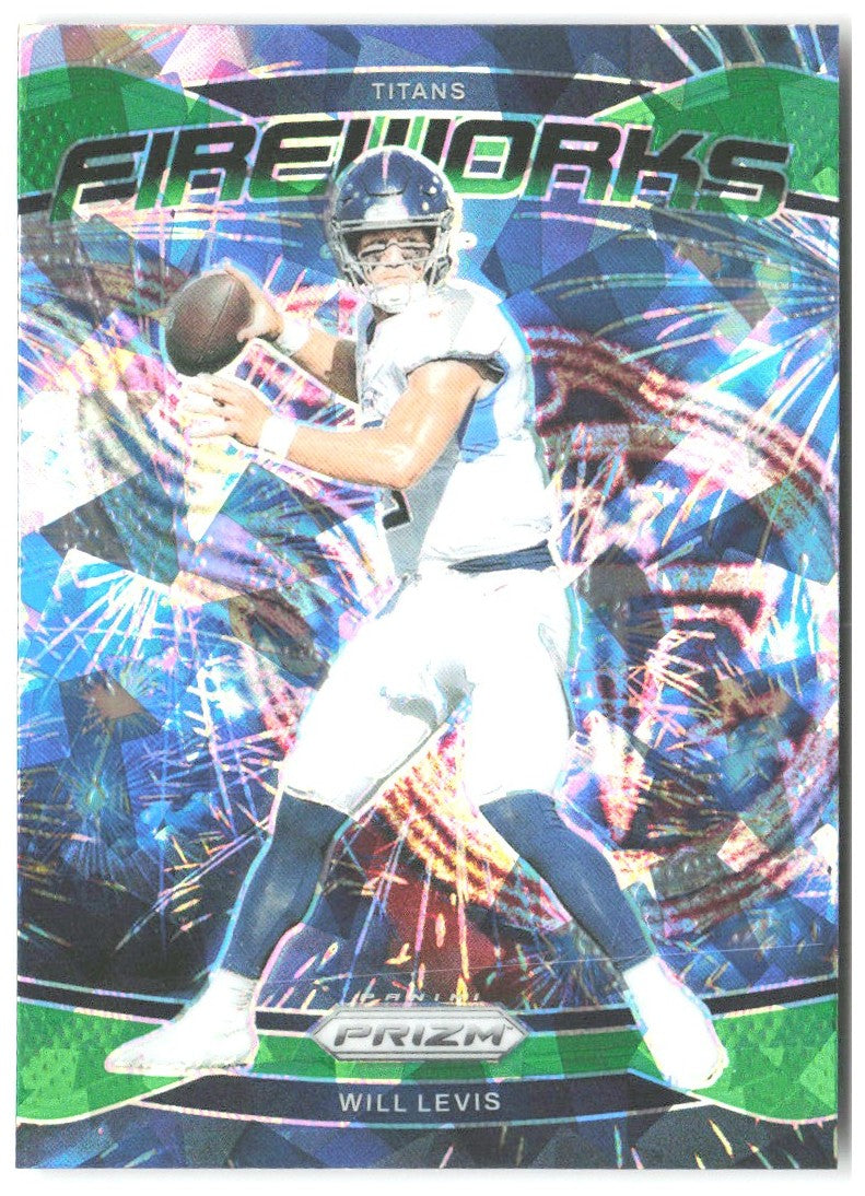 Will Levis Panini Prizm - Fireworks Green Ice Prizm 4 2024 Tennessee Titans
