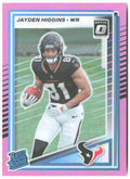 Jayden Higgins Donruss Optic Rated Rookies Preview Pink 334 2025 Houston Texans