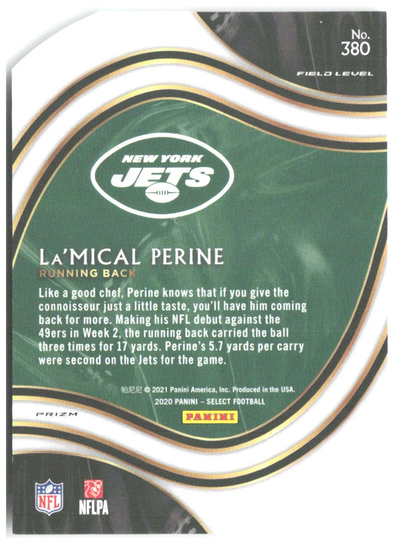 La'Mical Perine Panini Select - White Prizm Die Cut 380 2020 New York Jets