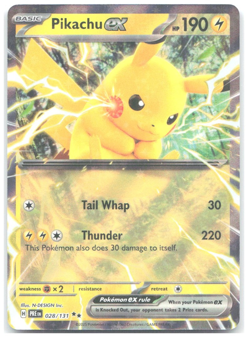 Pikachu ex Holo Double Rare SV Prismatic Evolutions 028/131 NM N DESIGN Inc