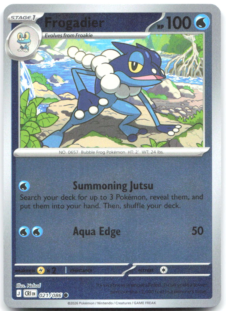 Frogadier Reverse Holo Common ME04 Chaos Rising 021/086 NM Nelnal