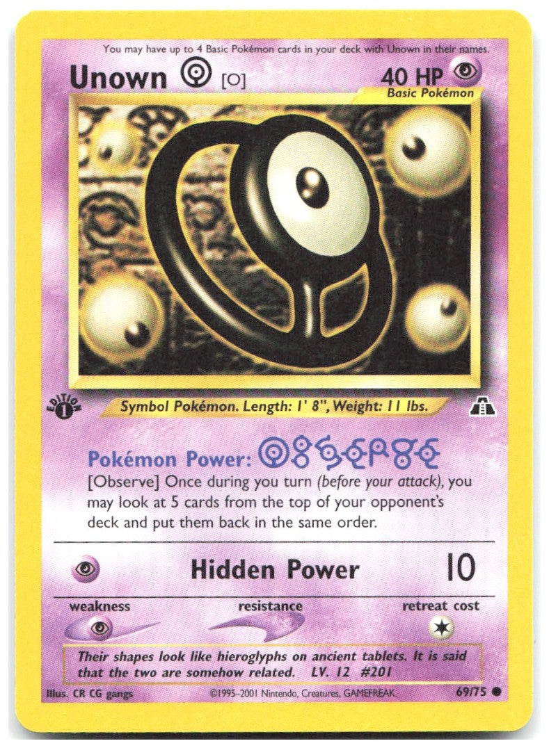 Unown [O] 1st Edition Common Neo Discovery 69/75 NM CR CG gangs