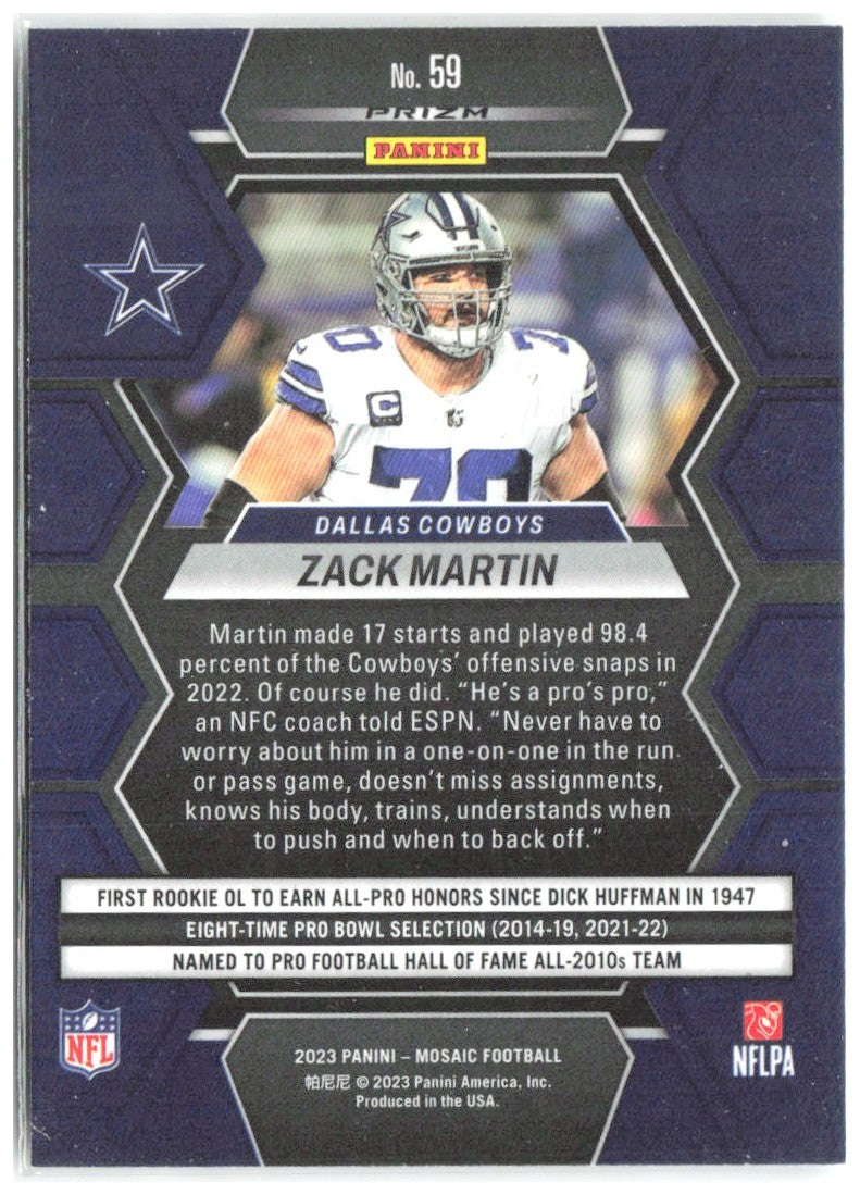 Zack Martin Panini Mosaic - Green Mosaic 59 2023 Dallas Cowboys