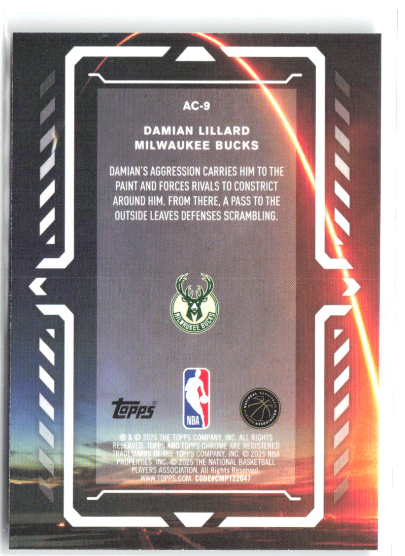 Damian Lillard Topps Chrome - Activators AC-9 2025-26 Milwaukee Bucks