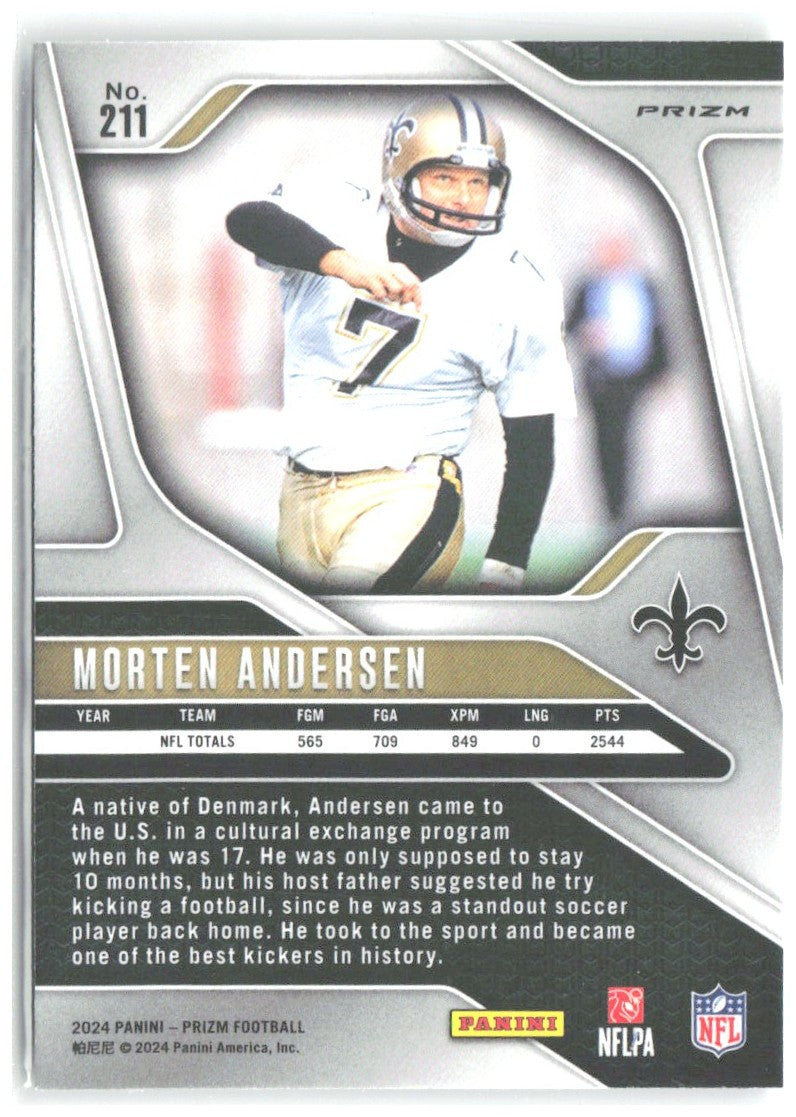 Morten Andersen Panini Prizm - Green 211 2024 New Orleans Saints