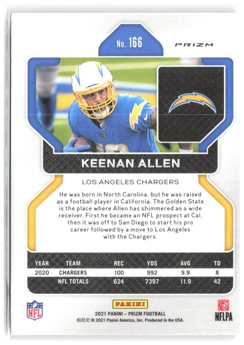 Keenan Allen Panini Prizm - Lazer 166 2021 Los Angeles Chargers