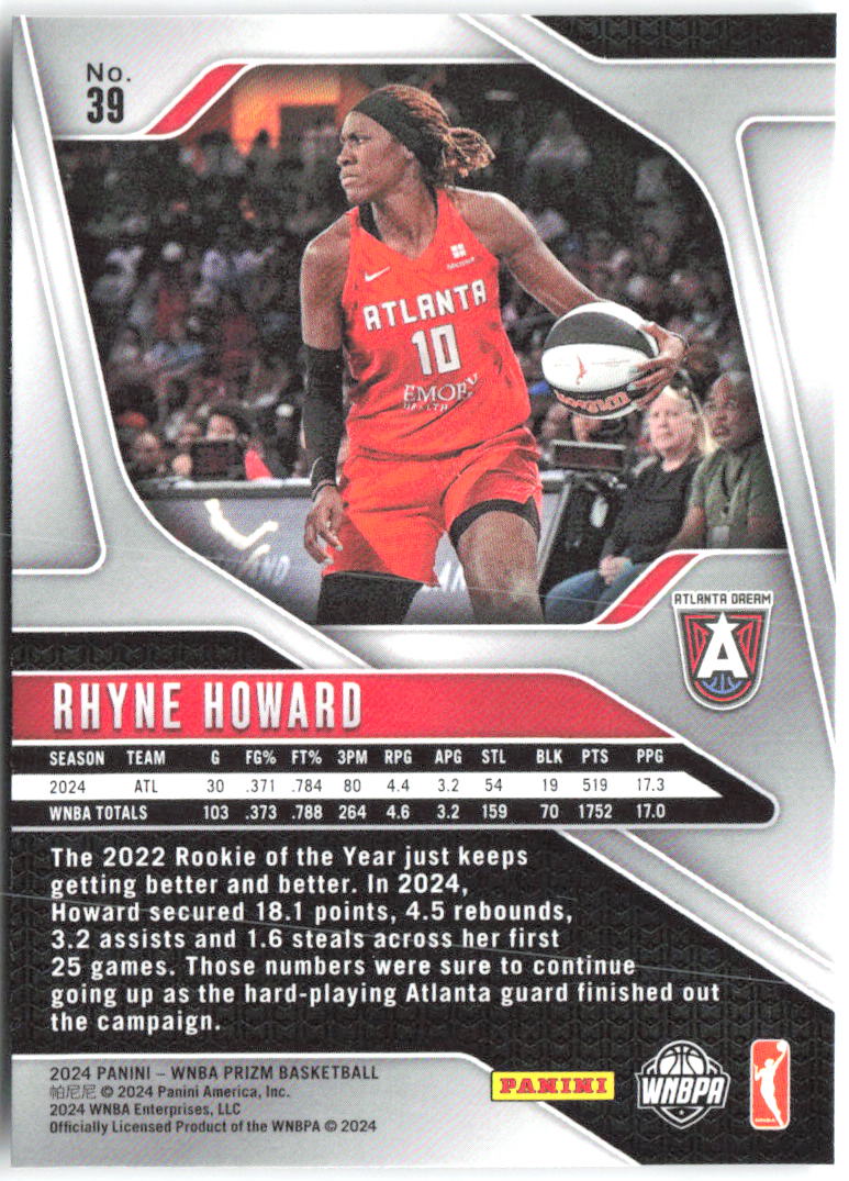 Rhyne Howard Panini Prizm WNBA 39 2024 Atlanta Dream