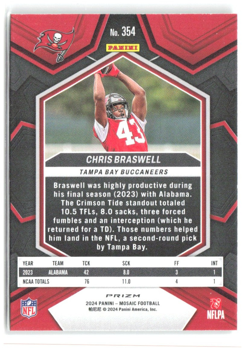 Chris Braswell Panini Mosaic - Mosaic Green 354 2024 Tampa Bay Buccaneers