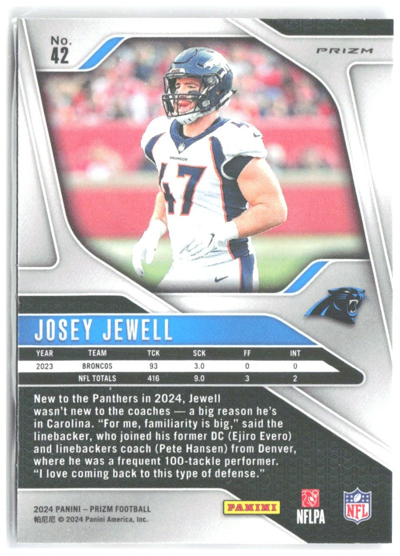 Josey Jewell Panini Prizm - Red White and Blue 42 2024 Carolina Panthers