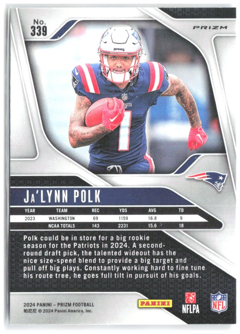 Ja'Lynn Polk Panini Prizm - Red White and Blue 339 2024 New England Patriots