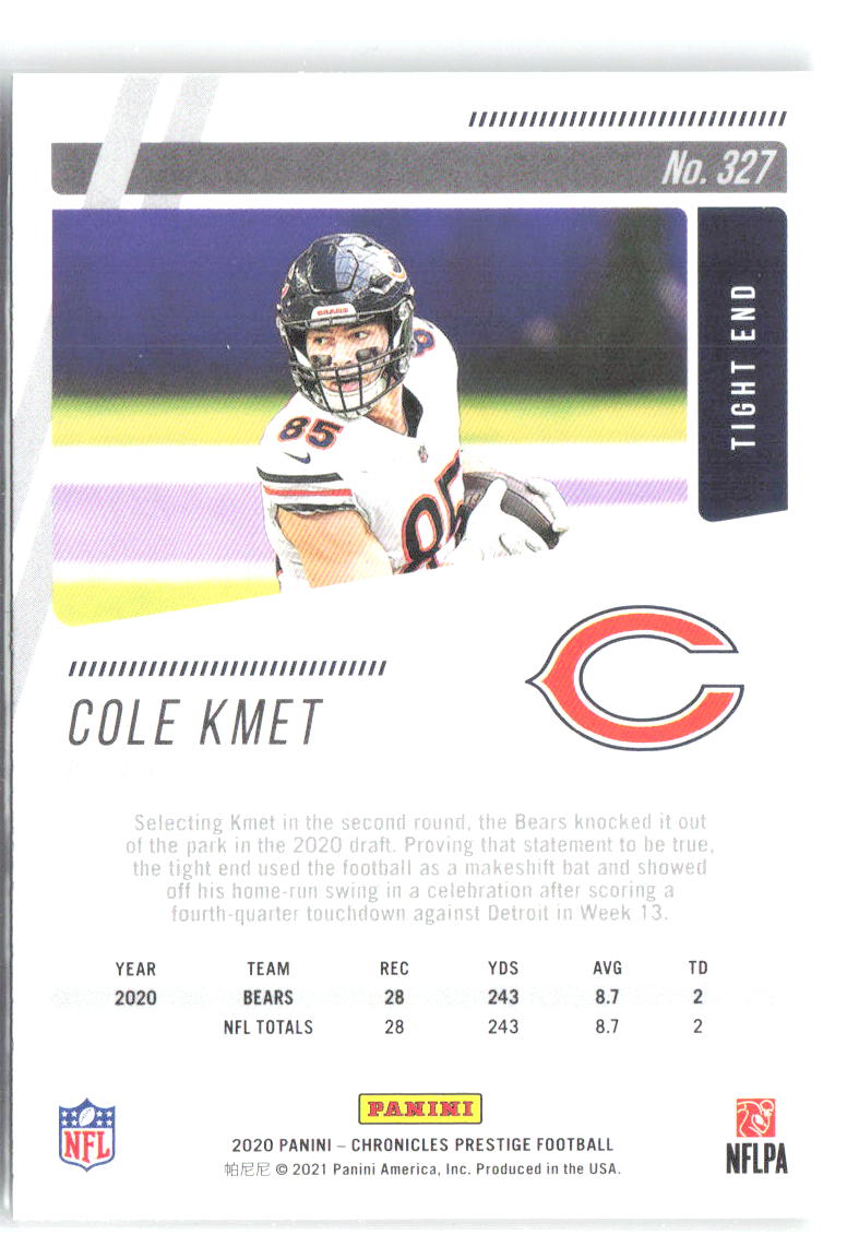 Cole Kmet Panini Chronicles - Prestige Rookies Update 327 2020 Chicago Bears