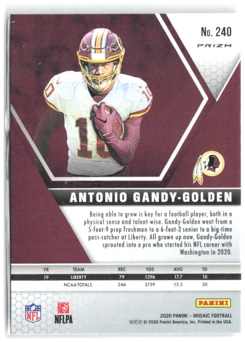 Antonio Gandy-Golden Panini Mosaic Prizm Camo Pink 240 2020 Washington Redskins