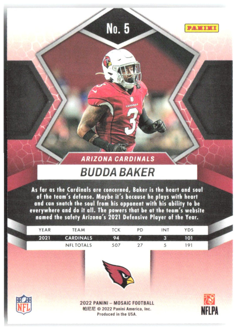 Budda Baker Panini Mosaic 5 2022 Arizona Cardinals