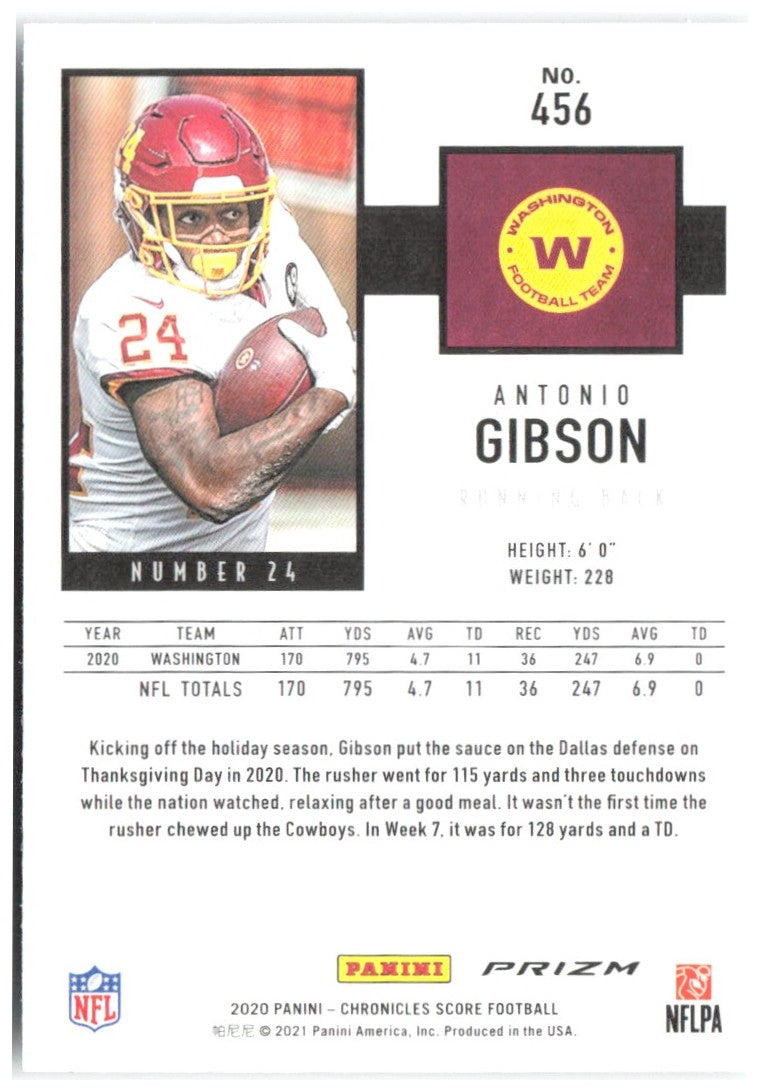 Antonio Gibson Chronicles - 2020 Score Update Rookies Silver 456 2020 Washington