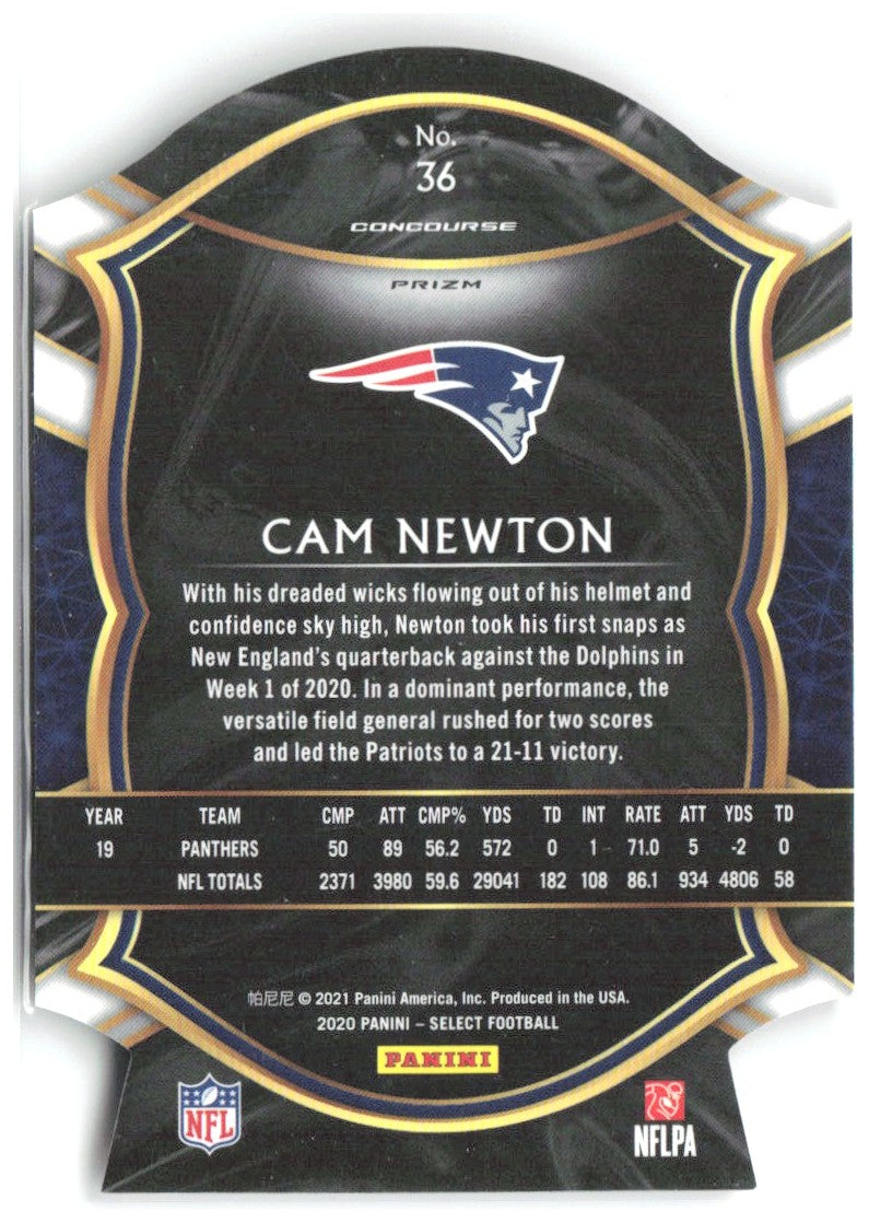 Cam Newton Panini Select - Red Prizm Die Cut 36 2020 New England Patriots
