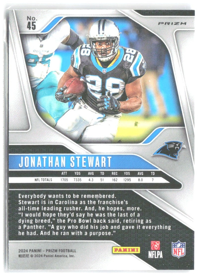Jonathan Stewart Panini Prizm - Red White and Blue 45 2024 Carolina Panthers