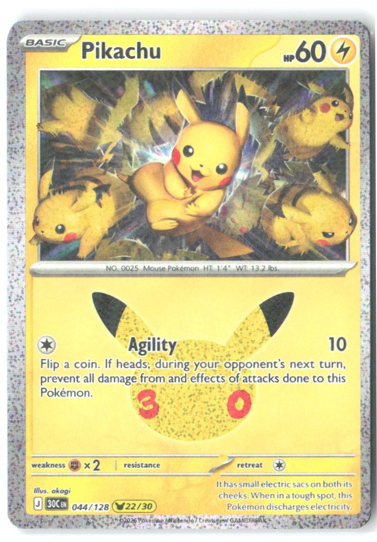 Pikachu Pikachu Rare ME 30th Celebration 044/128 NM akagi