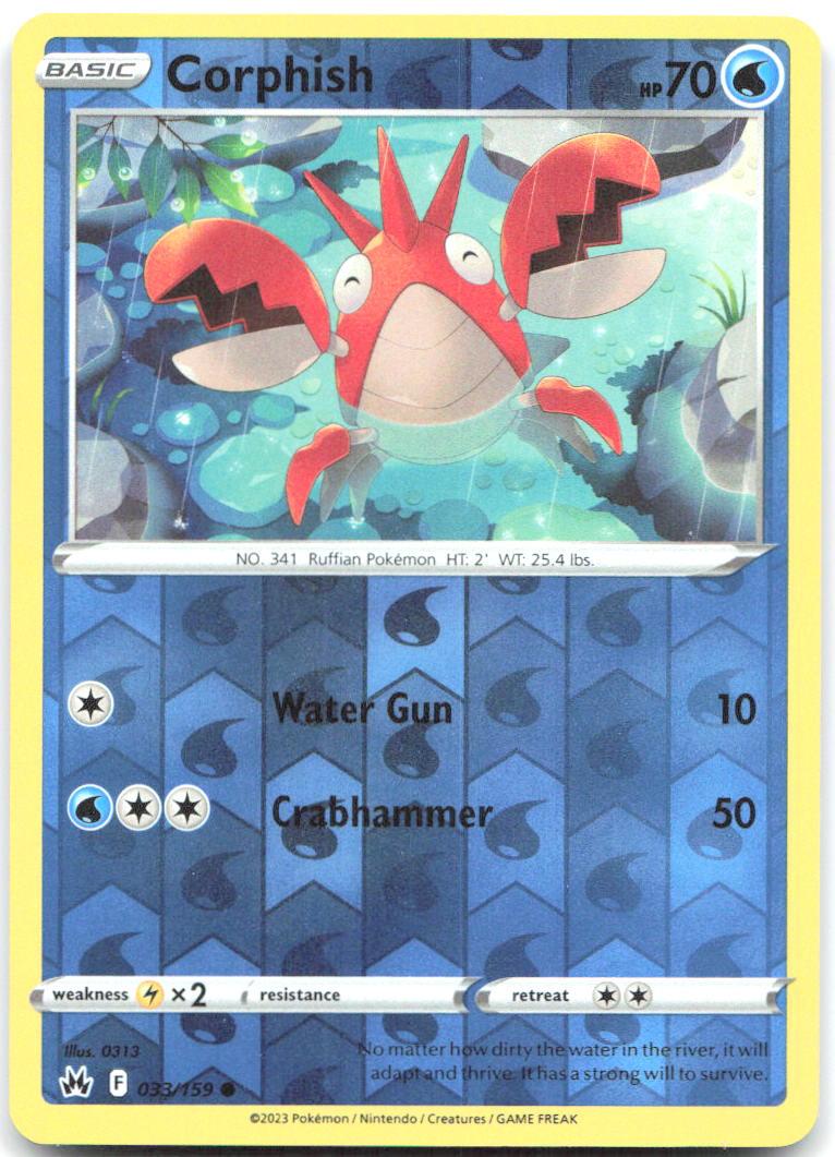 Corphish Reverse Holo Common SWSH: Crown Zenith 033/159 NM 0313