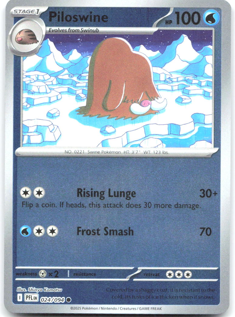 Piloswine Reverse Holo Common ME02 Phantasmal Flames 024/094 NM Shinya Komatsu