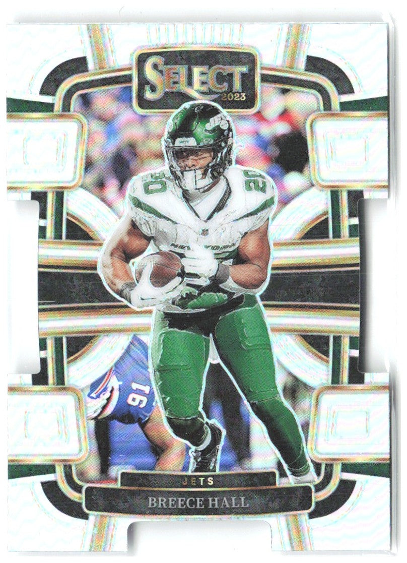 Breece Hall Panini Select - Silver Prizms Die Cuts 77 2023 New York Jets