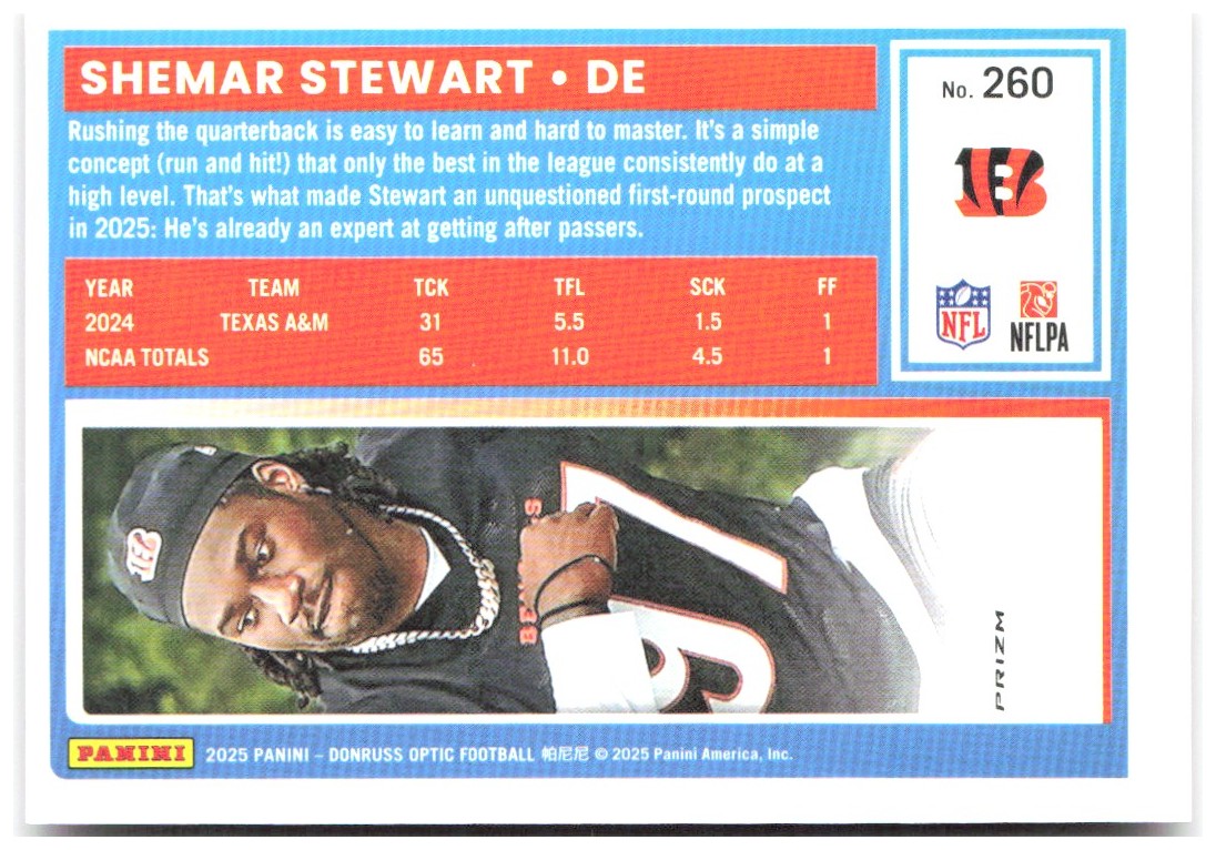 Shemar Stewart Donruss Optic - Pink 260 2025 Cincinnati Bengals
