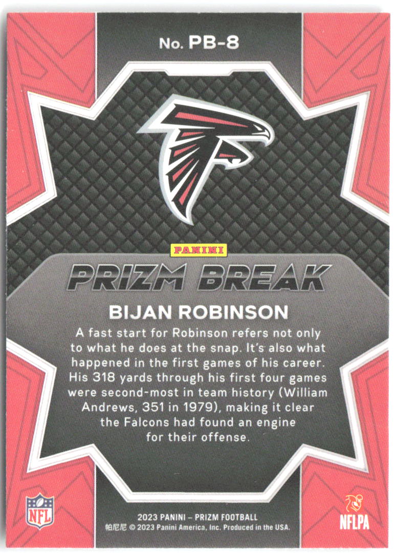Bijan Robinson Prizm Break Panini Prizm - Prizm Break PB-8 NM