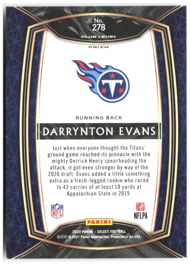 Darrynton Evans Panini Select - Silver Prizm 278 2020 Tennessee Titans