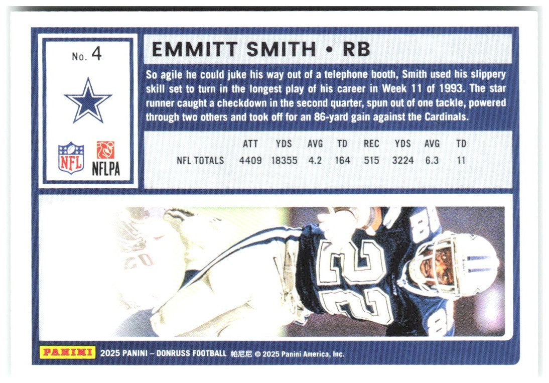 Emmitt Smith Donruss - Press Proofs Green 4 2025 Dallas Cowboys