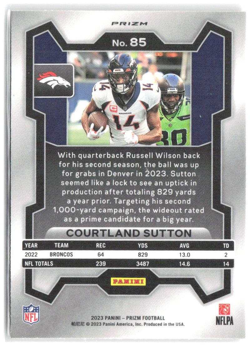 Courtland Sutton Panini Prizm - Lazer 85 2023 Denver Broncos